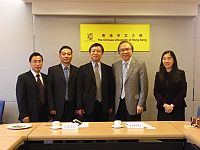 Prof. Jack Cheng (2nd from right), Pro-Vice-Chancellor of CUHK welcomes the visit of Prof. Ren Youqun (3rd from left), Vice-President of Huazhong Normal University
